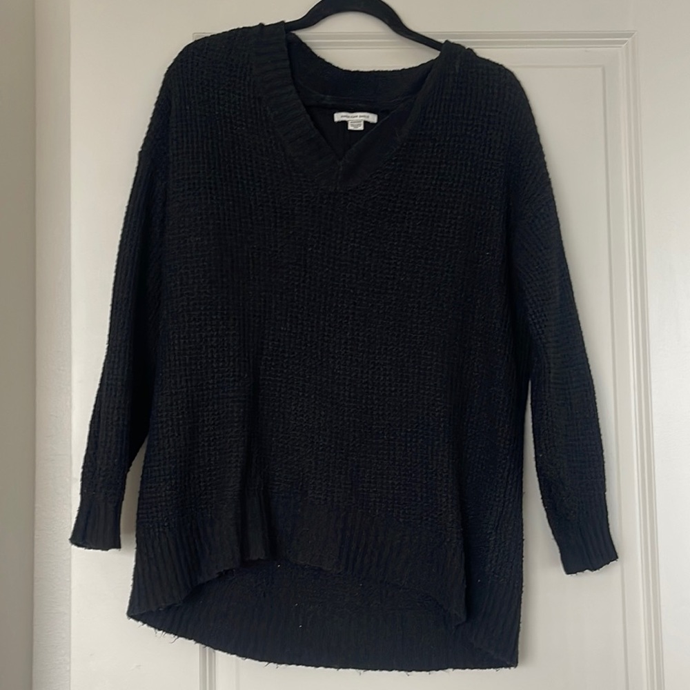 Black American eagle oversized sweater